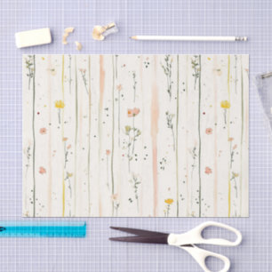 Papier Mousseline Fleurs à rayures roses et vertes Baby Shower