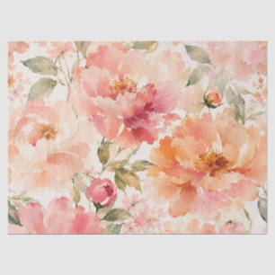 Papier Mousseline Fleurs aquarelles romantiques chaudes d'été