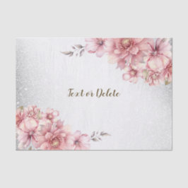 Papier Mousseline Fleurs Aquarelles Roses Pailletées Brillantes Mode