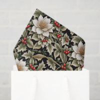 Fleurs blanches avec houx et baies rouges