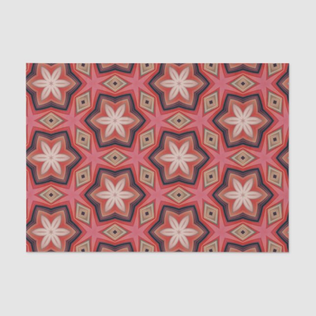 Papier Mousseline Fleurs blanches kaléidoscopiques géométriques sur  (Recto)