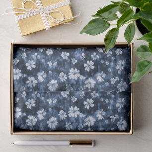 Papier Mousseline Fleurs Bleu Denim Baby Shower de Mariée