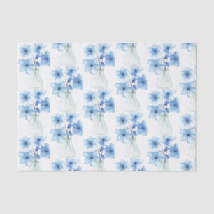 Papier Mousseline Fleurs bleues dans un vase en verre