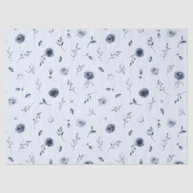 Papier Mousseline Fleurs bleues de la Marine (Recto)