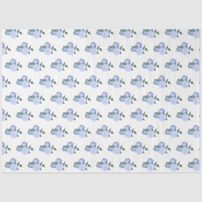 Papier Mousseline Fleurs bleues et Motif verdoyant (Recto)
