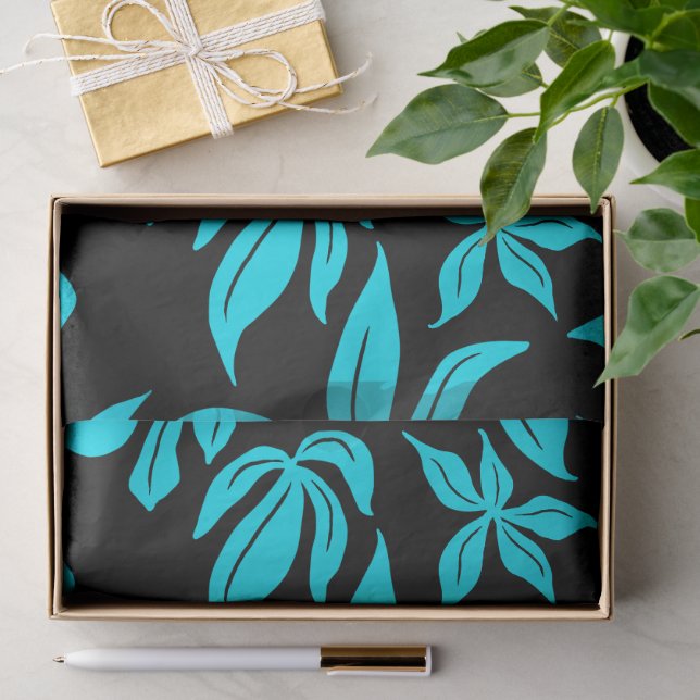 Papier Mousseline Fleurs bleues motif illustré (Cadeau)