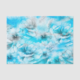 Papier Mousseline Fleurs Bleues Sur Eau