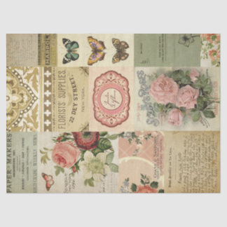Papier Mousseline Fleurs botaniques et découpage de l'Ephémère Vinta