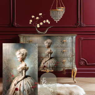 Papier Mousseline Fleurs bouffantes, portrait d'art rococo élégant