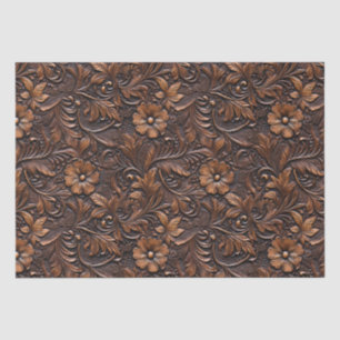 Papier Mousseline Fleurs Brown Western Cowgirl