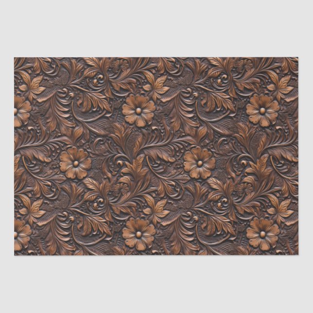 Papier Mousseline Fleurs Brown Western Cowgirl (Recto)