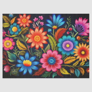 Papier Mousseline Fleurs Colorées