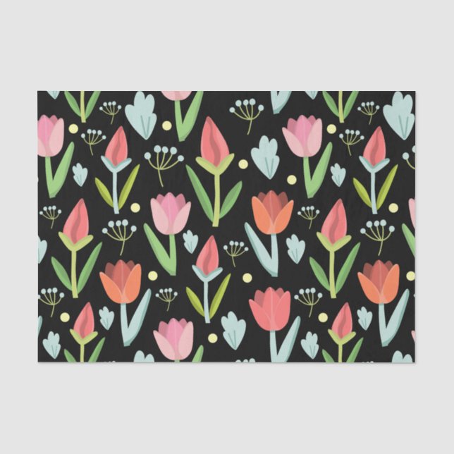 Papier Mousseline Fleurs colorées Abstraites (Recto)