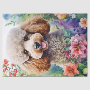 Papier Mousseline Fleurs colorées de caniche Aquarelle