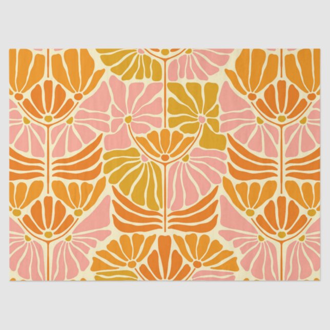 Papier Mousseline Fleurs colorées rétro (Recto)