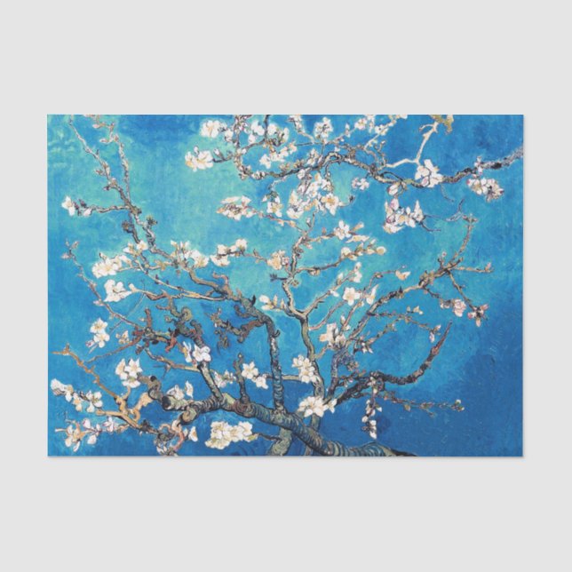 Papier Mousseline Fleurs d'amandier de Vincent Van Gogh Turquoise Cl (Recto)