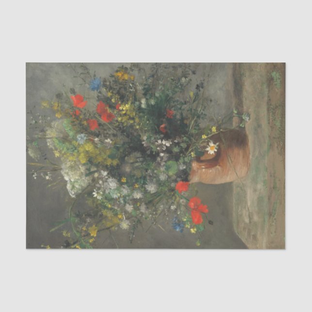 Papier Mousseline Fleurs dans un vase (2) par Auguste Renoir (Recto)