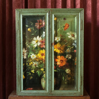 Papier Mousseline Fleurs dans un vase Vintage peinture à l'huile Déc