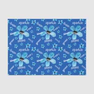 Papier Mousseline Fleurs d'aquarelle bleu avec affinations