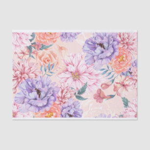 Papier Mousseline Fleurs d'aquarelle Pastel Découpage de lavande ros