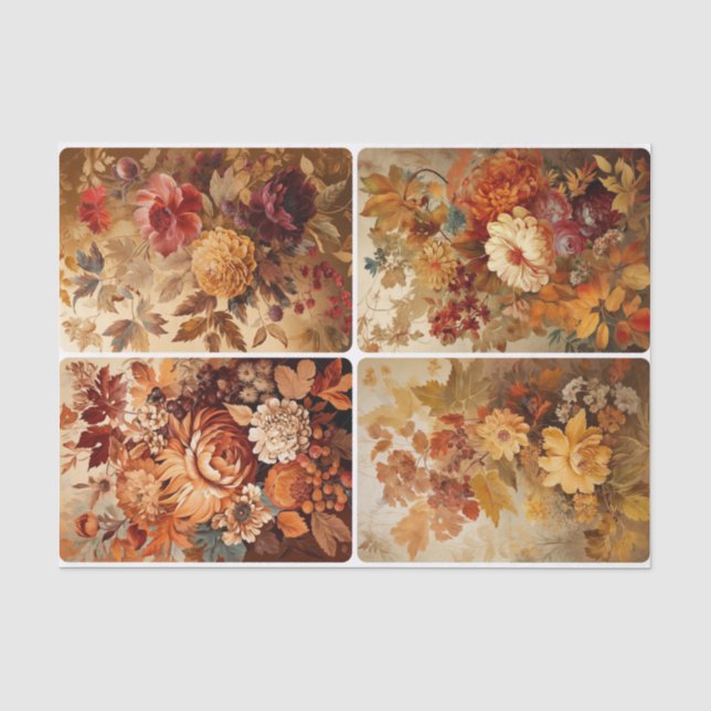 Papier Mousseline Fleurs d'automne (Recto)