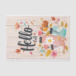 Papier Mousseline Fleurs d'automne dans les jarres de Mason Découpag