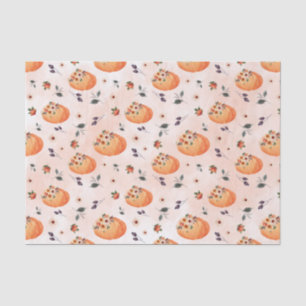 Papier Mousseline Fleurs d'automne et citrouilles
