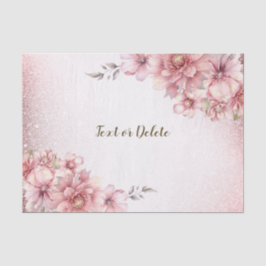 Papier Mousseline Fleurs de aquarelle rose pailletées modernes