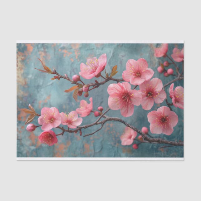 Papier Mousseline Fleurs de cerisiers avec Arrière - plan rustique (Recto)