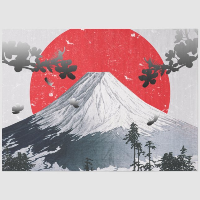Papier Mousseline Fleurs de cerisiers Mont Fuji Japon (Recto)