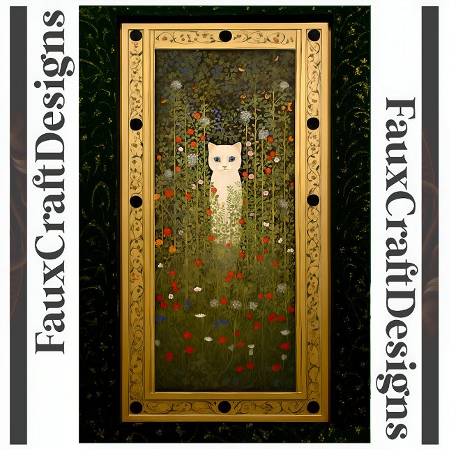 Papier Mousseline Fleurs de chats blancs Découpage style Klimt or R  (Créateur téléchargé)