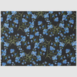 Papier Mousseline Fleurs de Cosmos Bleu