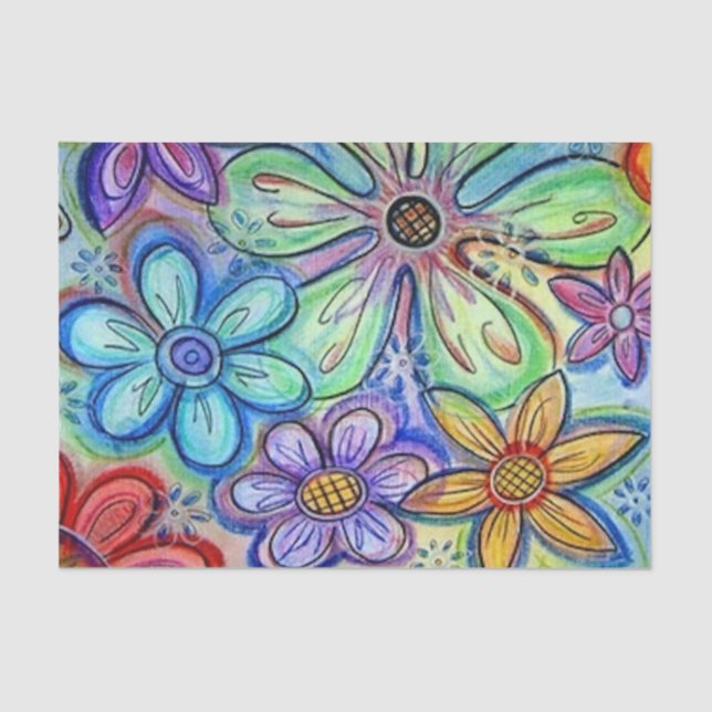 Papier Mousseline Fleurs de crayon (Recto)