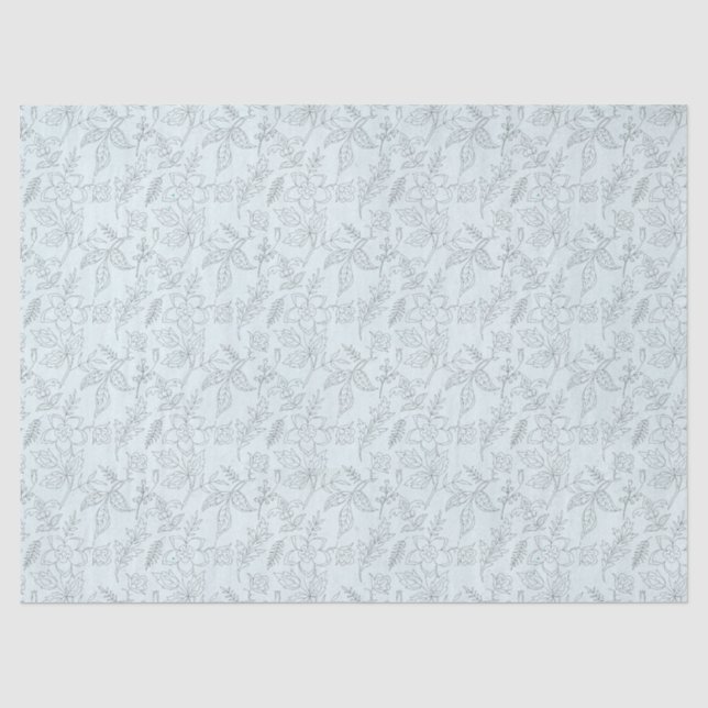 Papier Mousseline Fleurs de crayon sur Découpage vert clair (Recto)