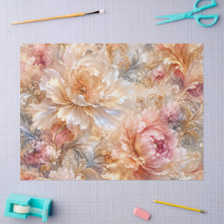 Papier Mousseline Fleurs de Fantaisie Luxueuses