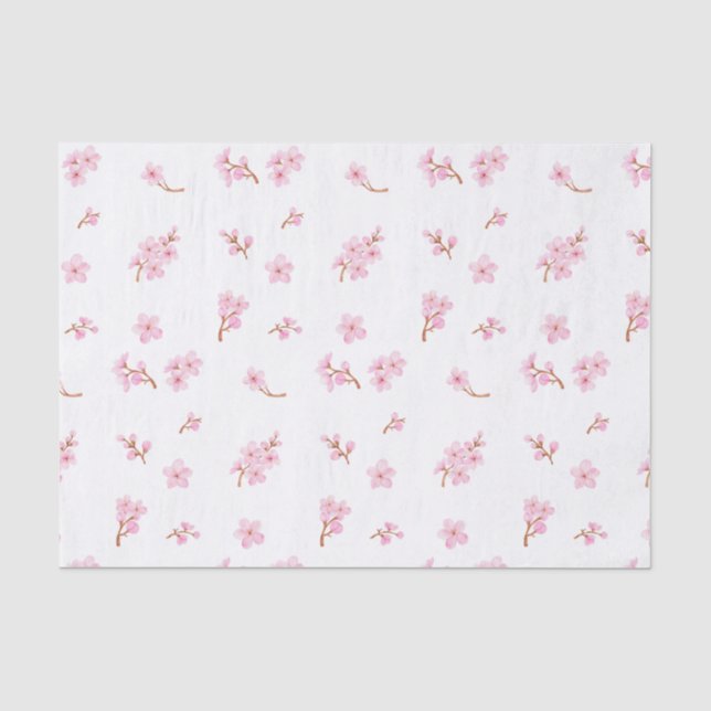Papier Mousseline Fleurs de fleurs de cerisier d'aquarelle (Recto)