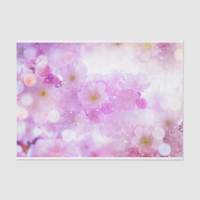 Papier Mousseline Fleurs de fleurs de cerisier rose (Recto)