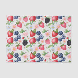 Papier Mousseline Fleurs de fraises rouges Fête d'anniversaire pour 