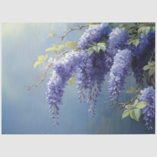 Papier Mousseline Fleurs de glycine sur un fond bleu doux