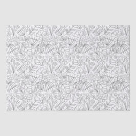 Papier Mousseline Fleurs de gribouillis à la main noire