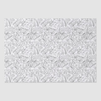 Papier Mousseline Fleurs de gribouillis à la main noire