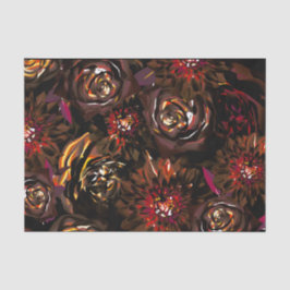 Papier Mousseline Fleurs de Jardin Sombre Teintées d'Automne Mariage