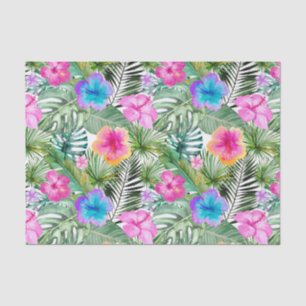 Papier Mousseline Fleurs de jungle exotique de l'Aloha tropical