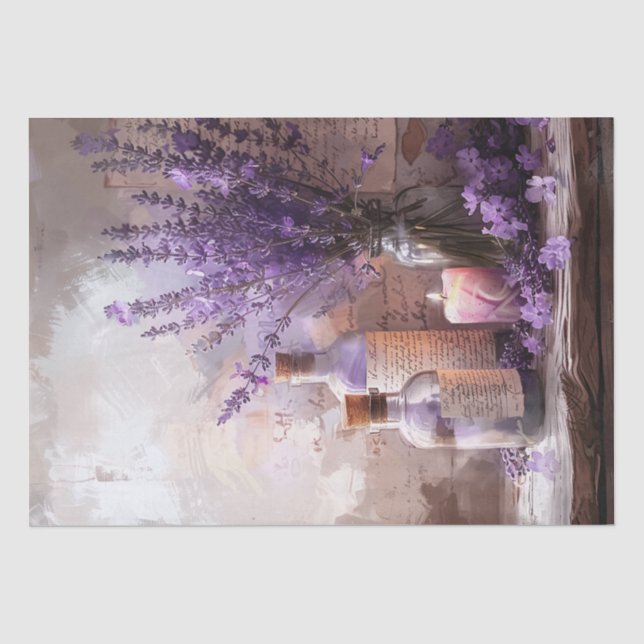 Papier Mousseline Fleurs de lavande bougies d'apothecaire découpage (Recto)