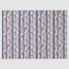 Papier Mousseline Fleurs de lavande violettes rayures botaniques Ann