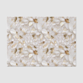Papier Mousseline Fleurs de Lotus Or Blanc