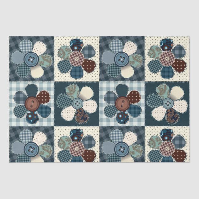 Papier Mousseline Fleurs de Patchwork (Recto)