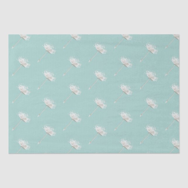 Papier Mousseline Fleurs de pissenlit blanc à la menthe (Recto)