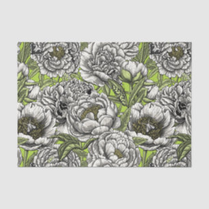 Papier Mousseline Fleurs de pivoines blanches et moisissures