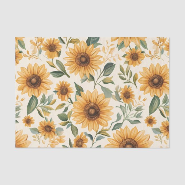 Papier Mousseline Fleurs de soleil jaunes (Recto)